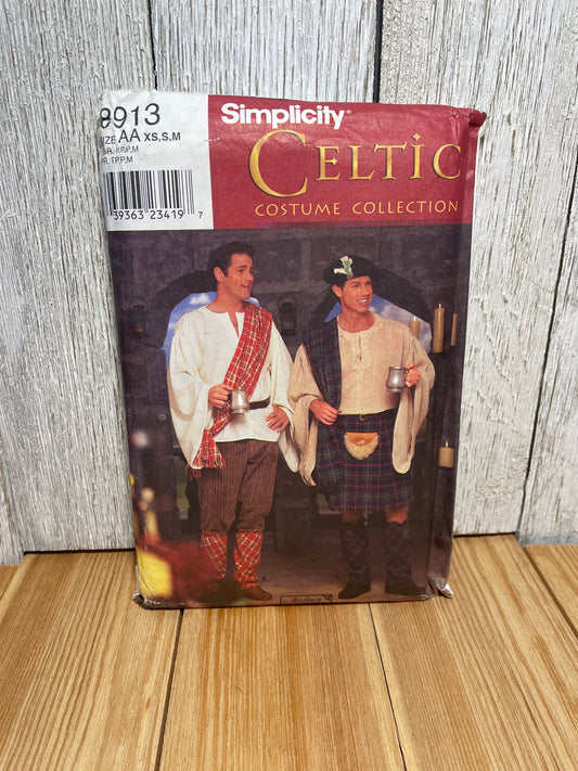Simplicity 8913 Men's Celtic Costume Collection XS,S,M Sewing Pattern Uncut FF