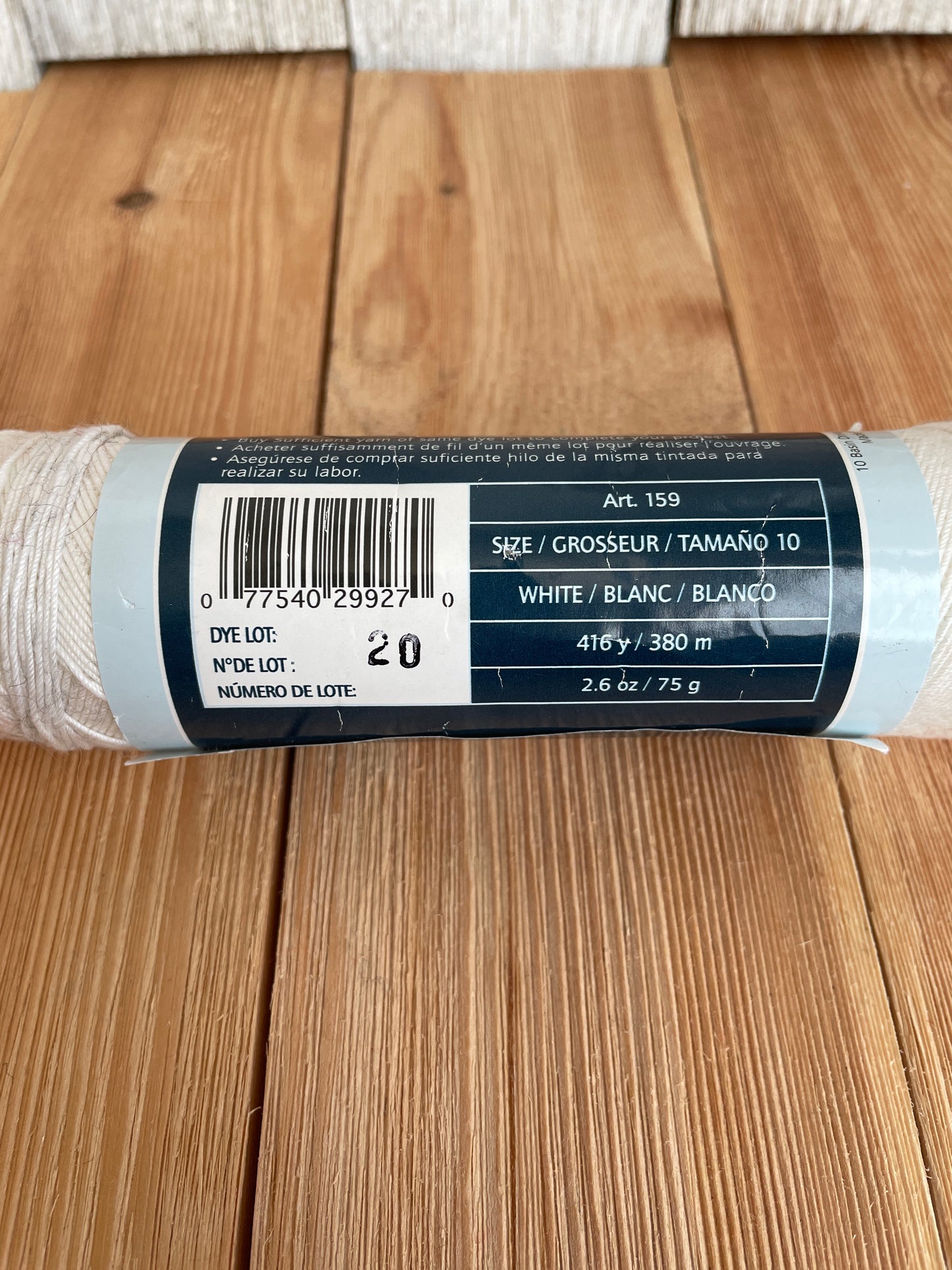 DMC Baroque 100% crochet cotton White Super Mercerized Cotton One skein