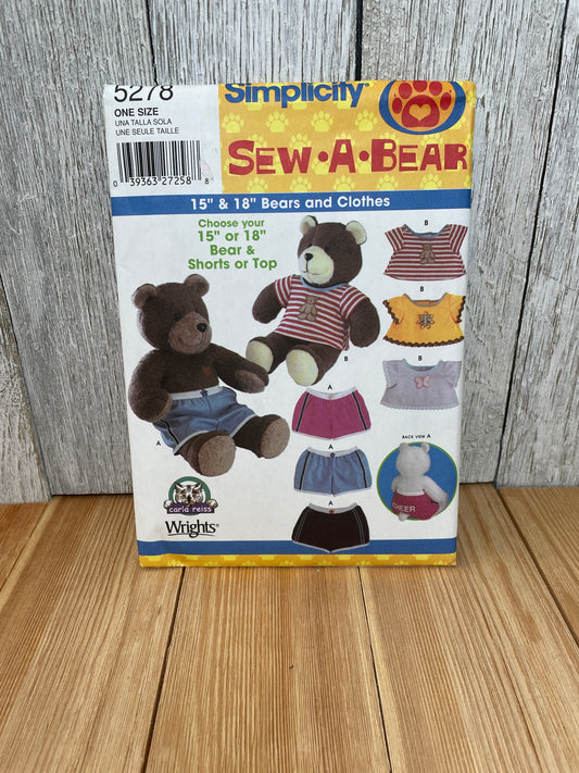 Simplicity Sew a Bear Build a Bear Clothes Pattern UNCUT FF