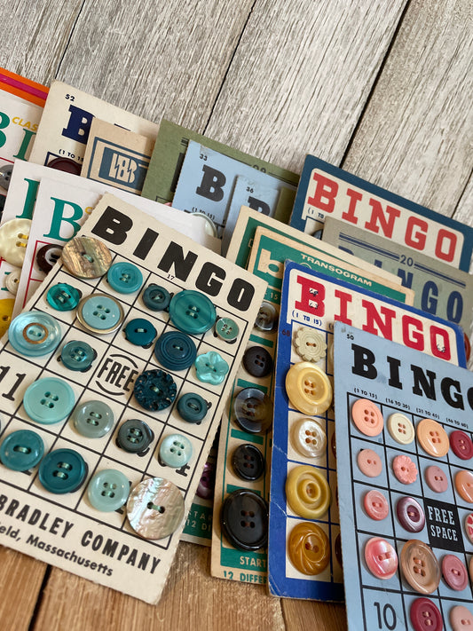 Vintage Button Lot on Bingo Card U PICK Antique Quirky Cute