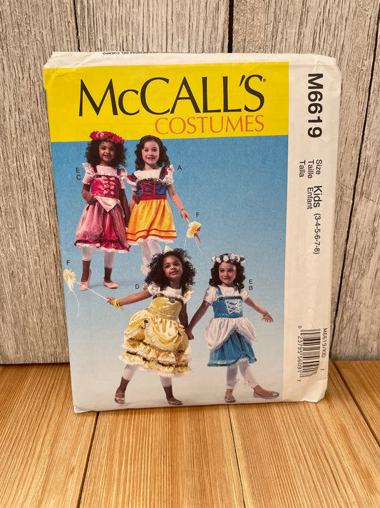 McCall's M6619 Child Princess Costume Size 3-8 Uncut FF Sewing Pattern Halloween