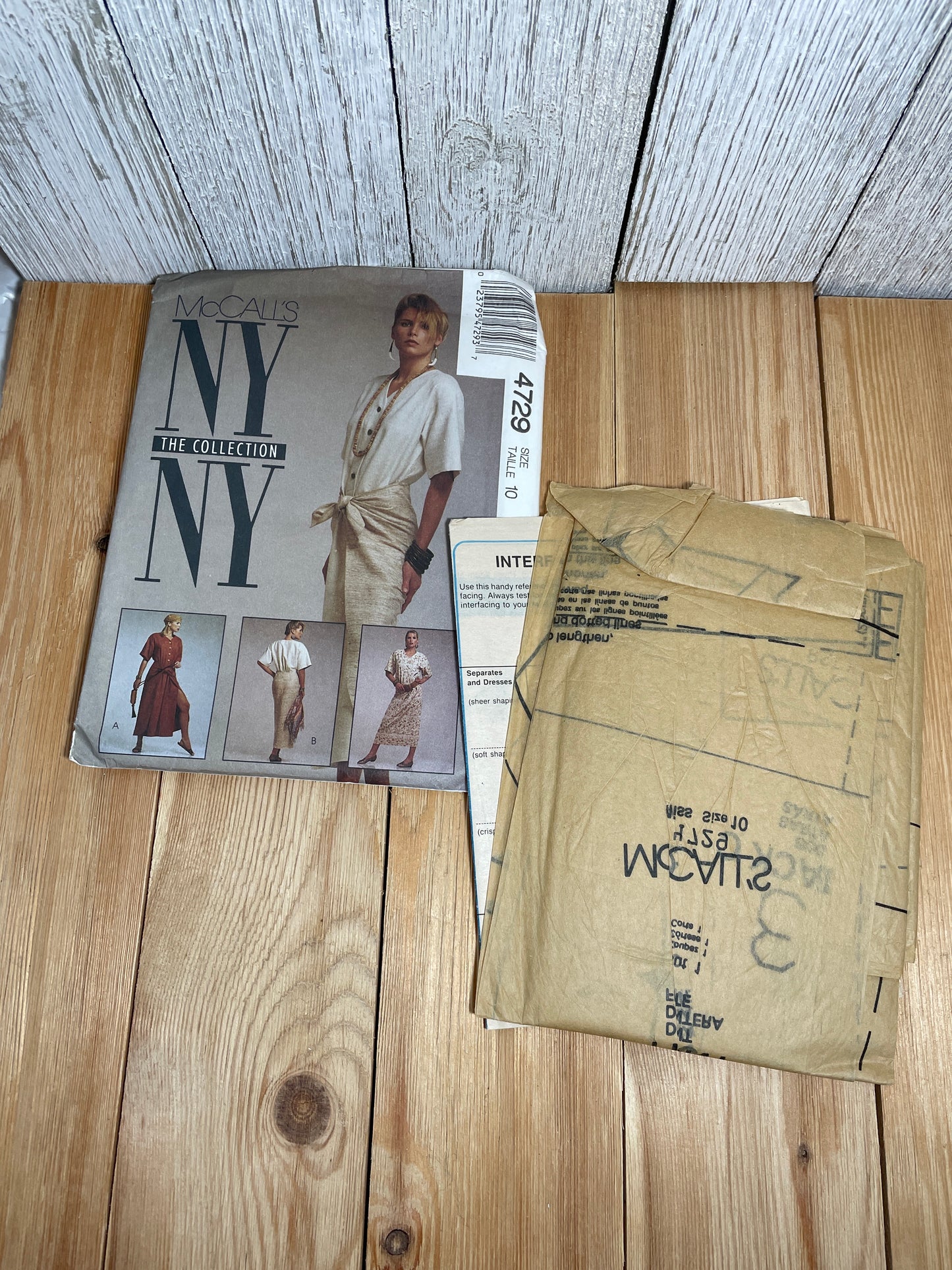 McCall's 4729 Buttoned Bodice Dress Wrap Style Skirt Dress Size 10 Pattern Uncut FF