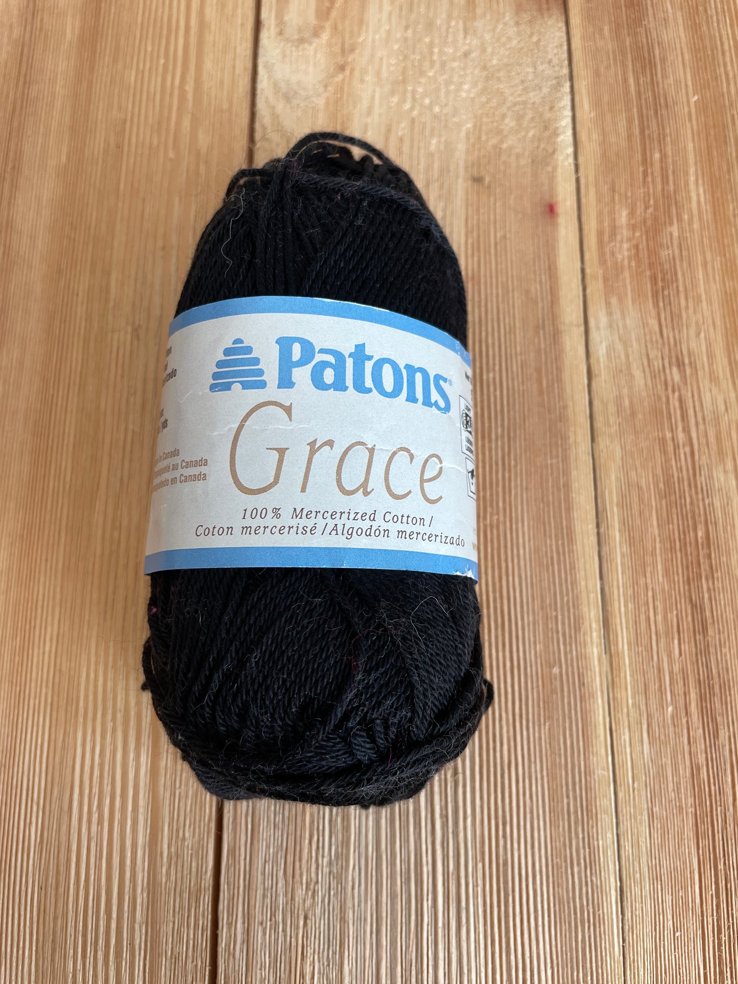 Patons Grace Mercerized Cotton Yarn Night Black Cotton Yarn Full Skein