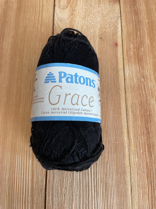 Patons Grace Mercerized Cotton Yarn Night Black Cotton Yarn Full Skein