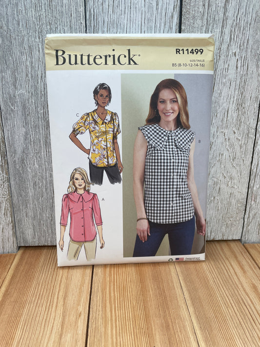 Butterick R11499 Misses Top with Peter Pan Collar Size 18-26 Uncut FF Sewing Pattern
