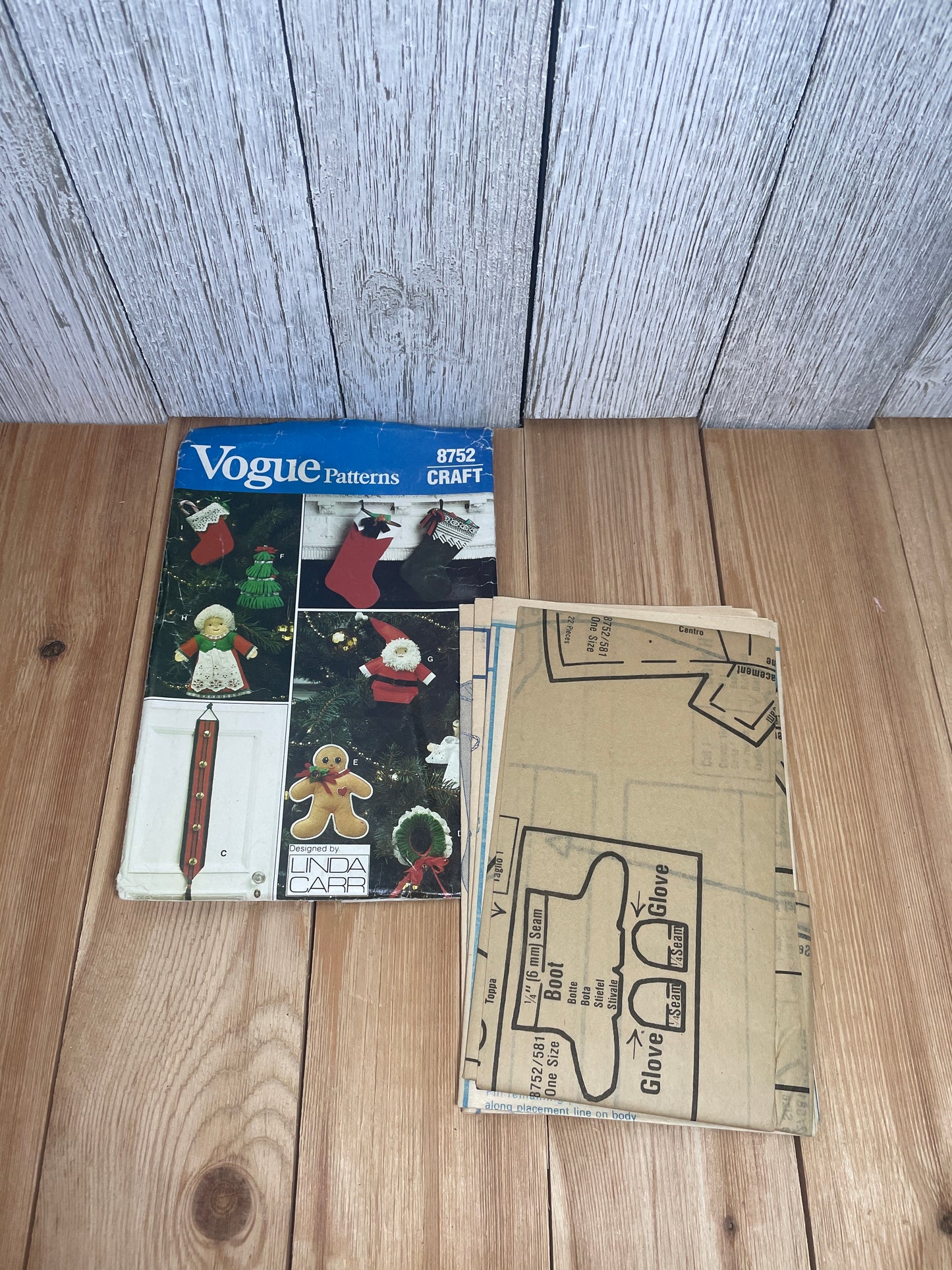 Vogue Craft 8752 Christmas Package Stocking, Ornaments, Door Decoration Pattern UNCUT FF