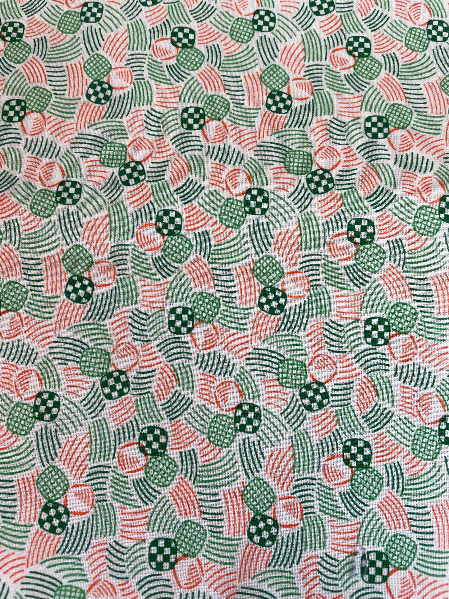 Nellie's Garden by Nancy Mahoney 100% Cotton Fabric Green and red 80's squares Half Yard