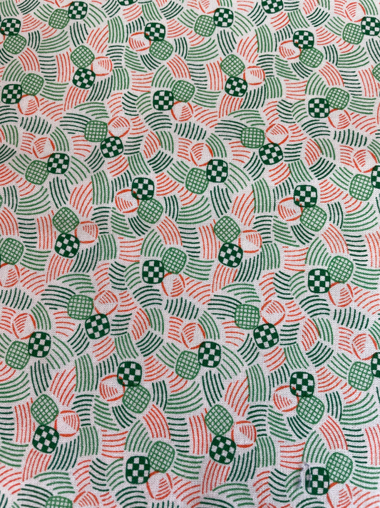 Nellie's Garden by Nancy Mahoney 100% Cotton Fabric Green and red 80's squares Half Yard