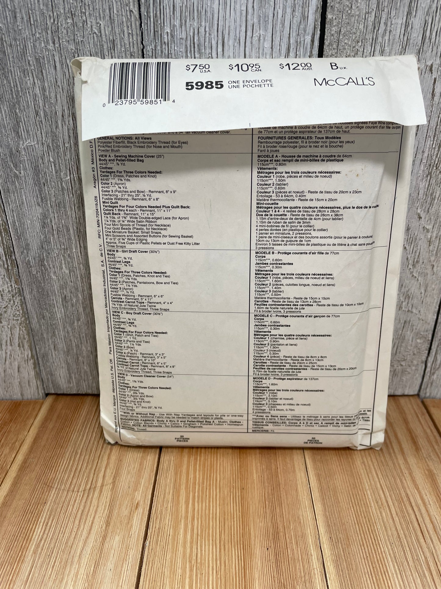 McCalls Crafts 5985 The Great Bunny Cover Up Pattern UNCUT FF