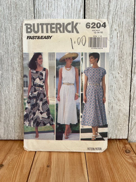 Buttrick 6204 Shin Length Dress Size 12-16 Pattern UNCUT FF