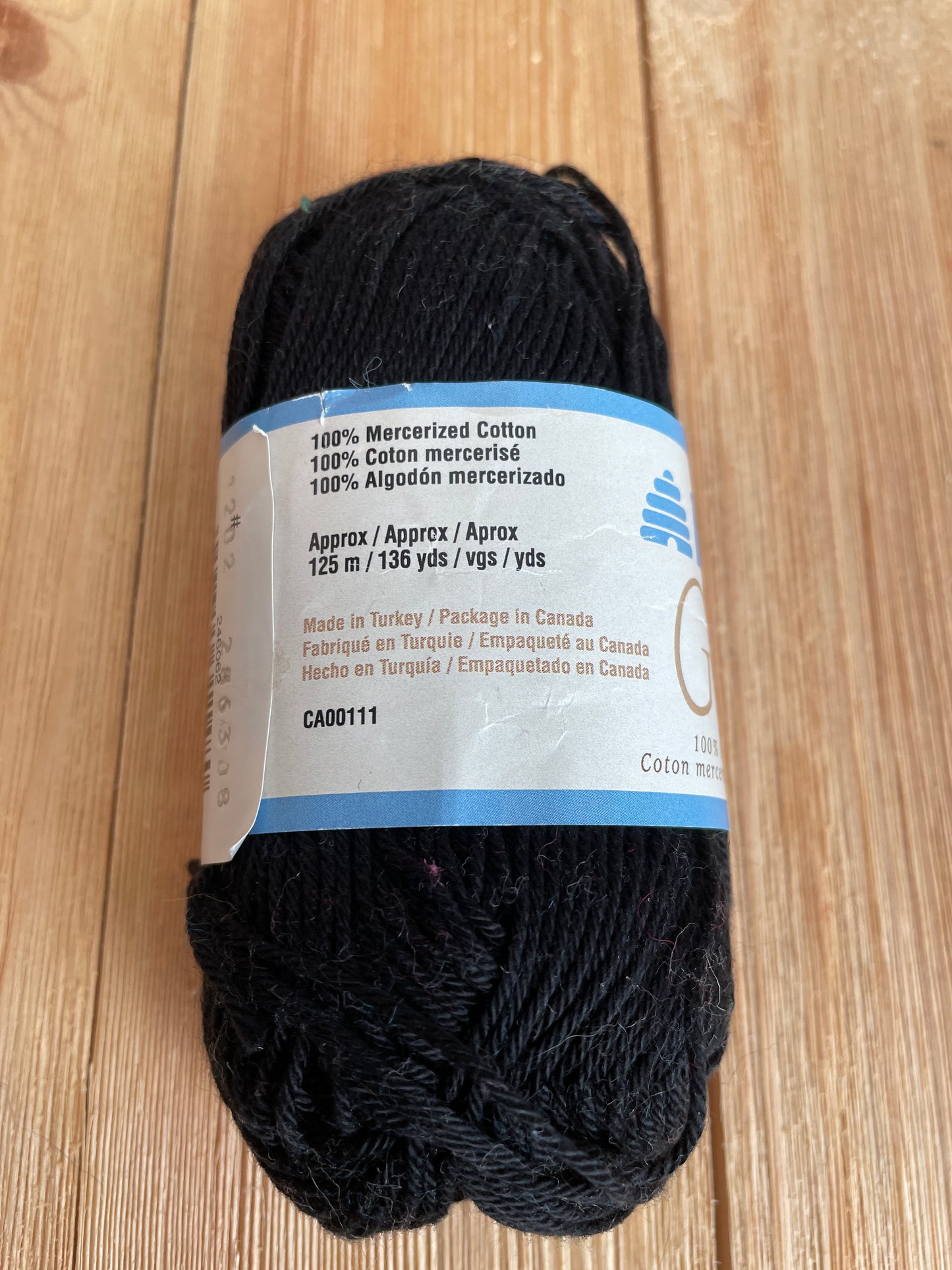 Patons Grace Mercerized Cotton Yarn Night Black Cotton Yarn Full Skein