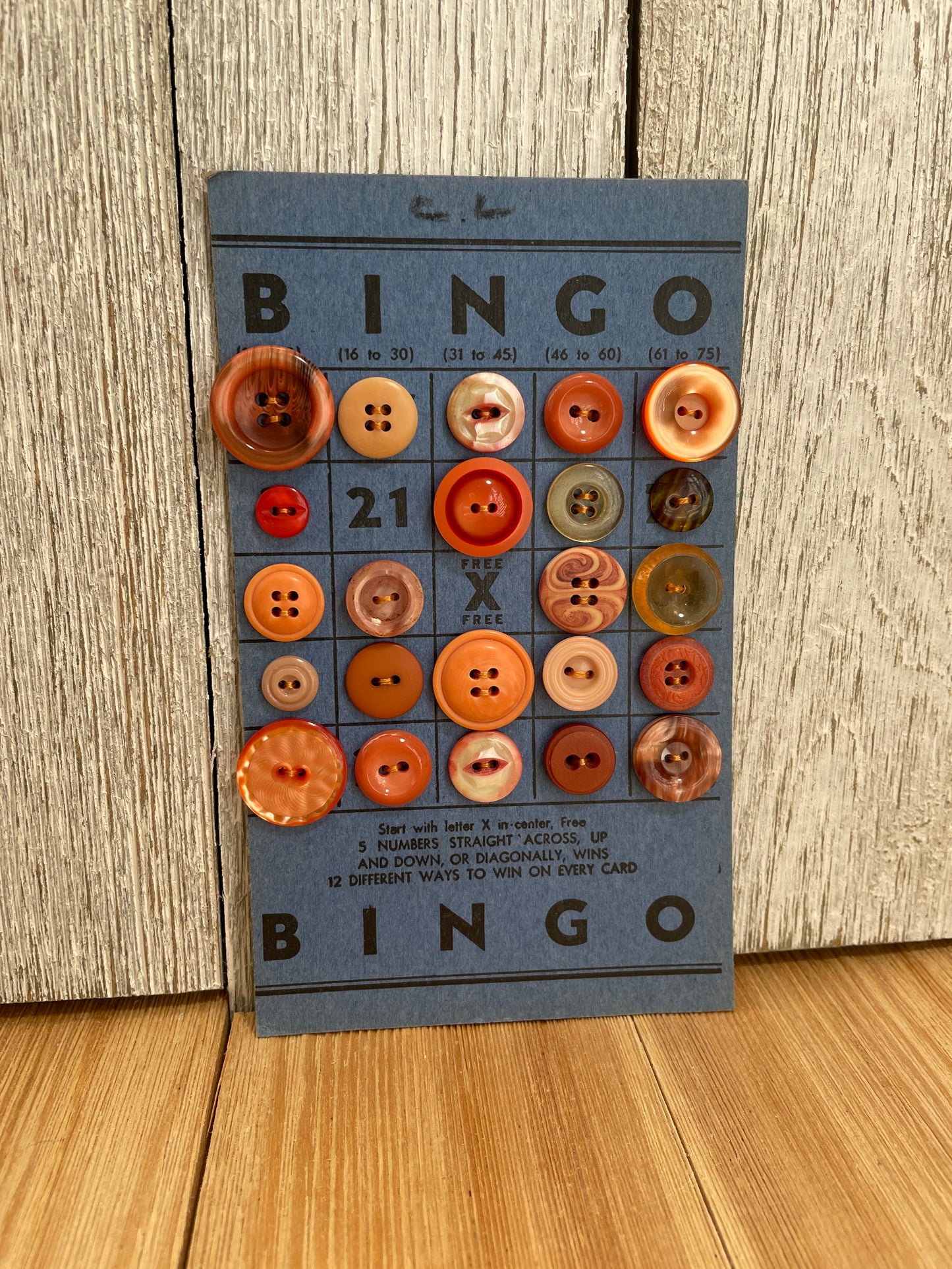 Vintage Button Lot on Bingo Card U PICK Antique Quirky Cute