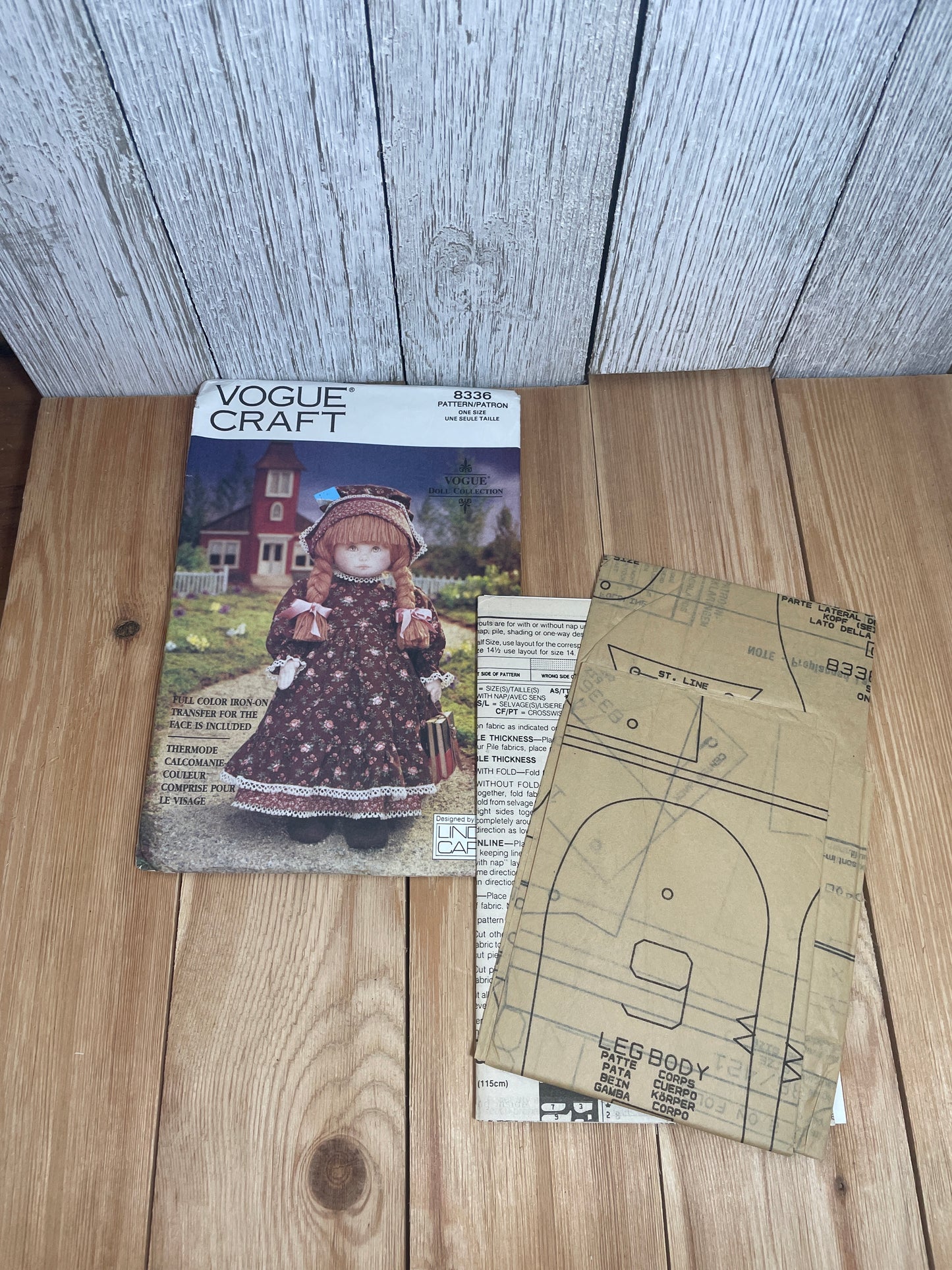 Vogue Craft 8336 Doll Collection Early American Doll and Outfit with Face Transfer Pattern UNCUT FF