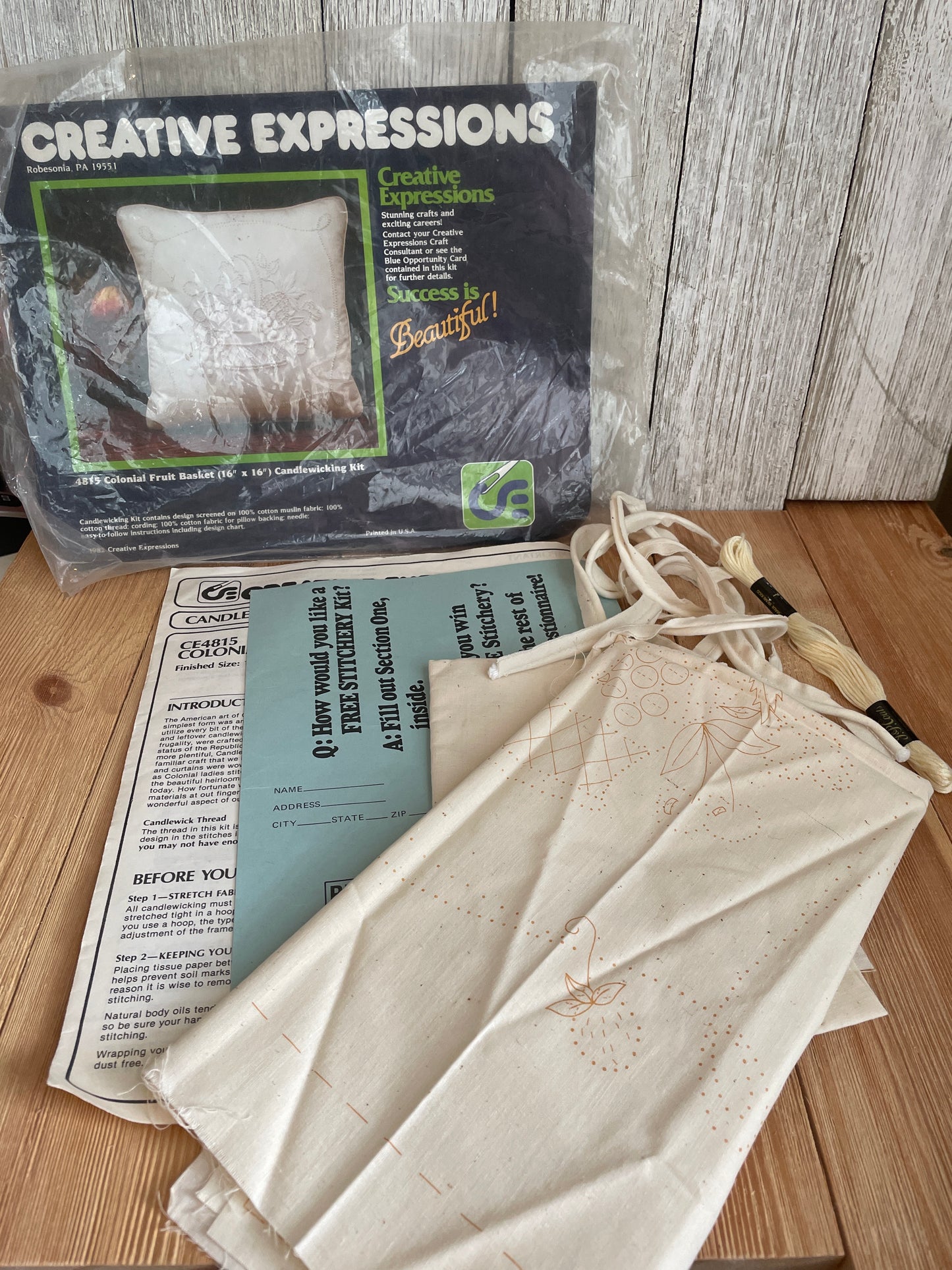 Creative Expressions 4815 Colonial Fruit Basket Candle Wicking Kit 16" Square Pillow Complete