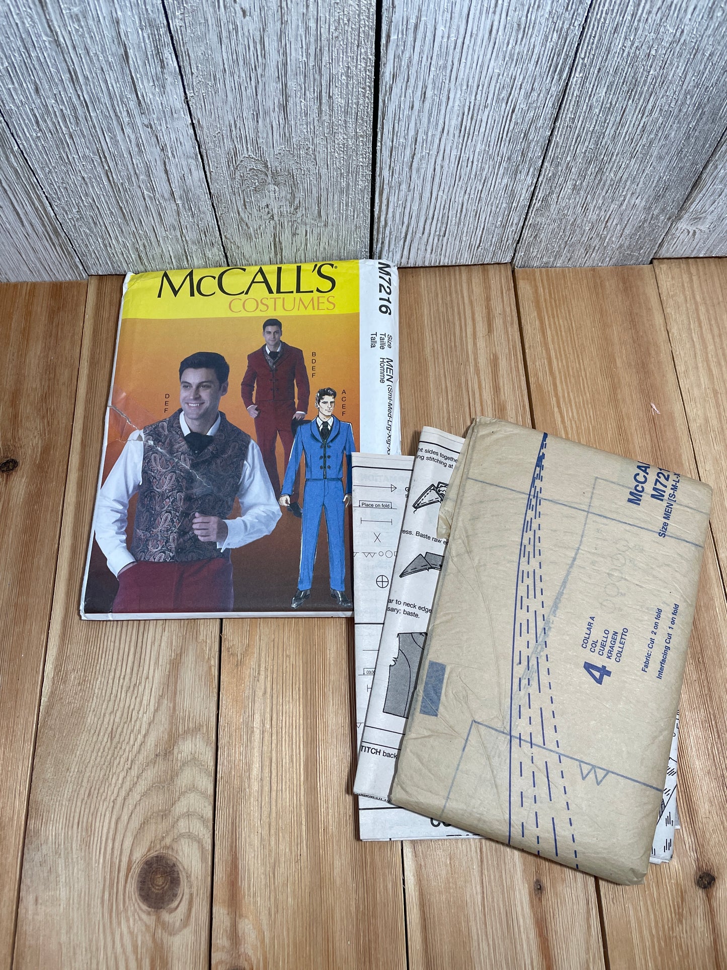 McCall's M7216 Men's Waistcoat, Jacket, Straight Pants Size 34-52 Pattern UNCUT FF Halloween Costume