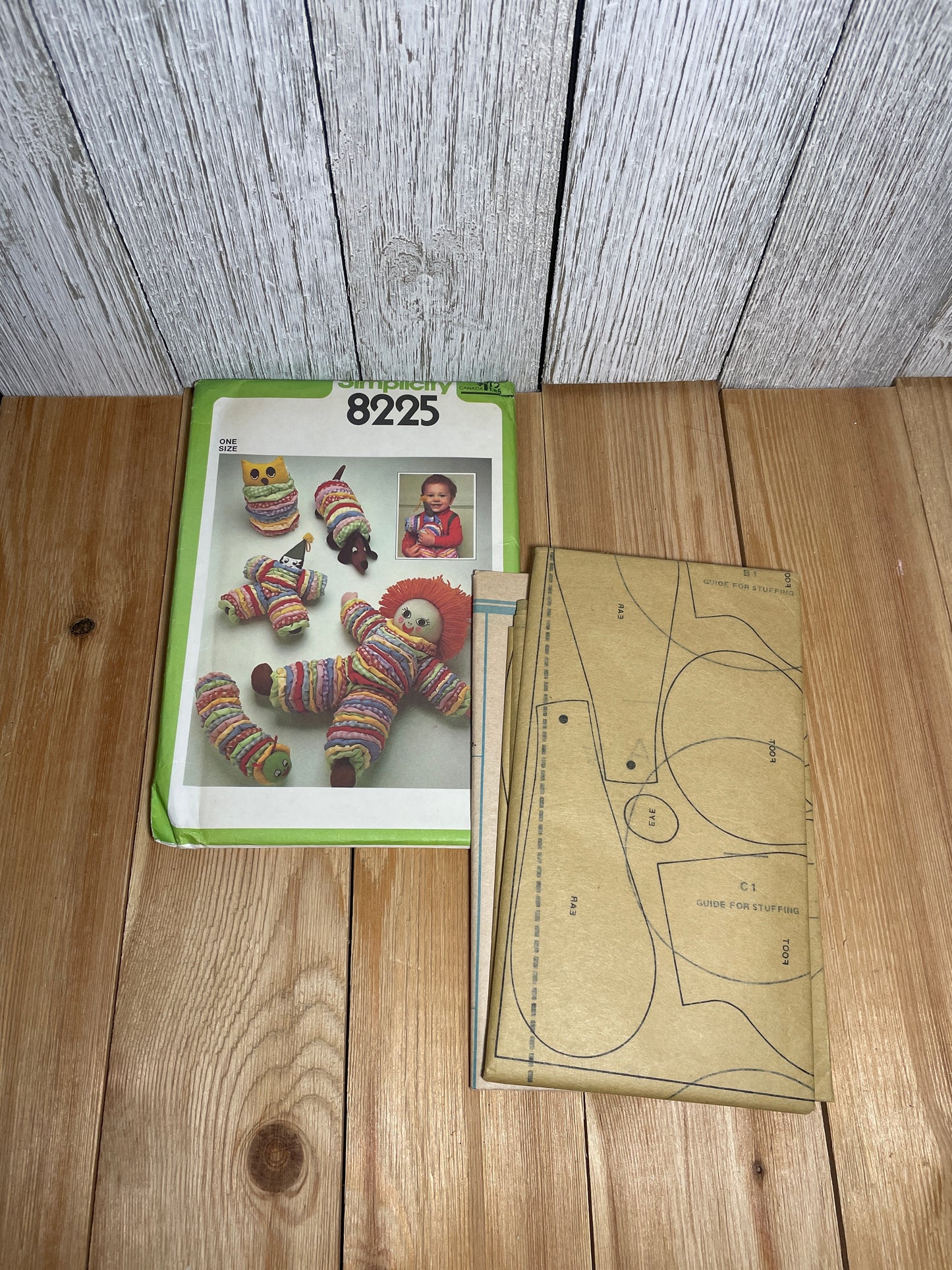 Simplicity 8225 Soft Plush Childs Toy Doll, Owl, Dog, Caterpillar, Clown Pattern UNCUT FF