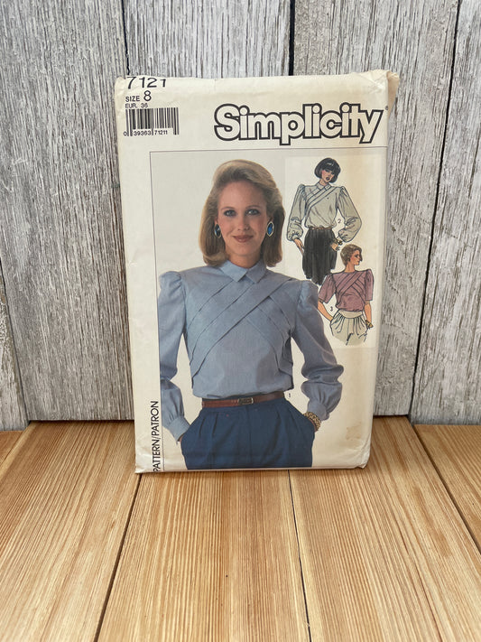 Simplicity 7121 Misses Cross Pleated Blouse Size 8 Uncut FF Sewing Pattern