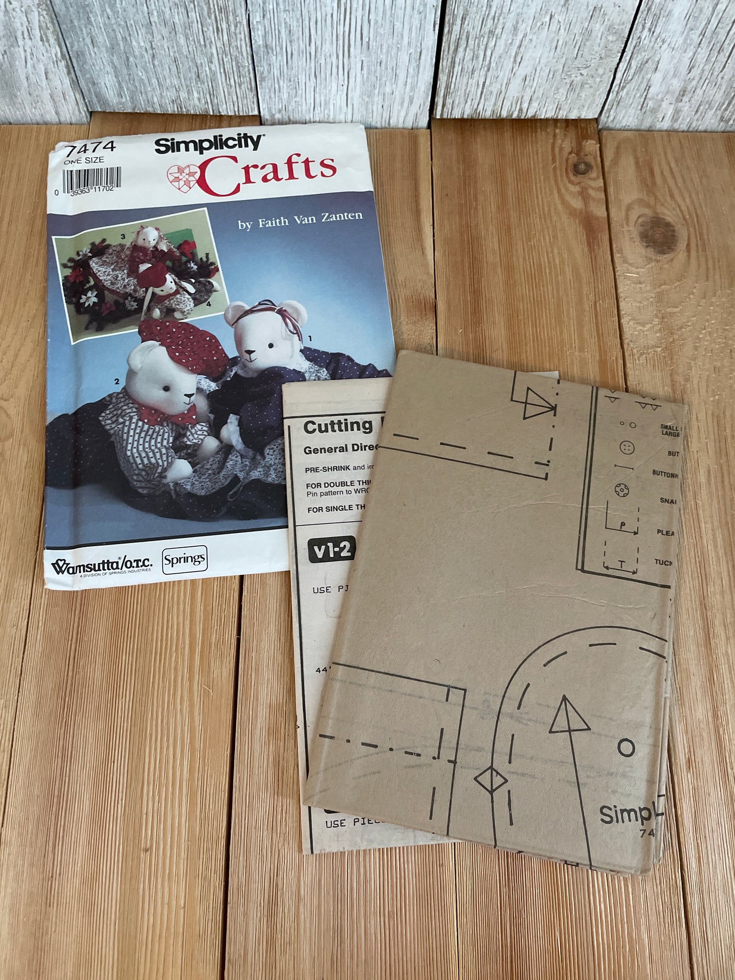 Simplicity Crafts 7474 Sitting Reclining Bear Bunny Pattern UNCUT FF