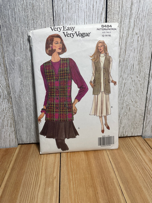 Vogue 8484 Misses Dress and Vest Size 12-16 Uncut FF Sewing Pattern