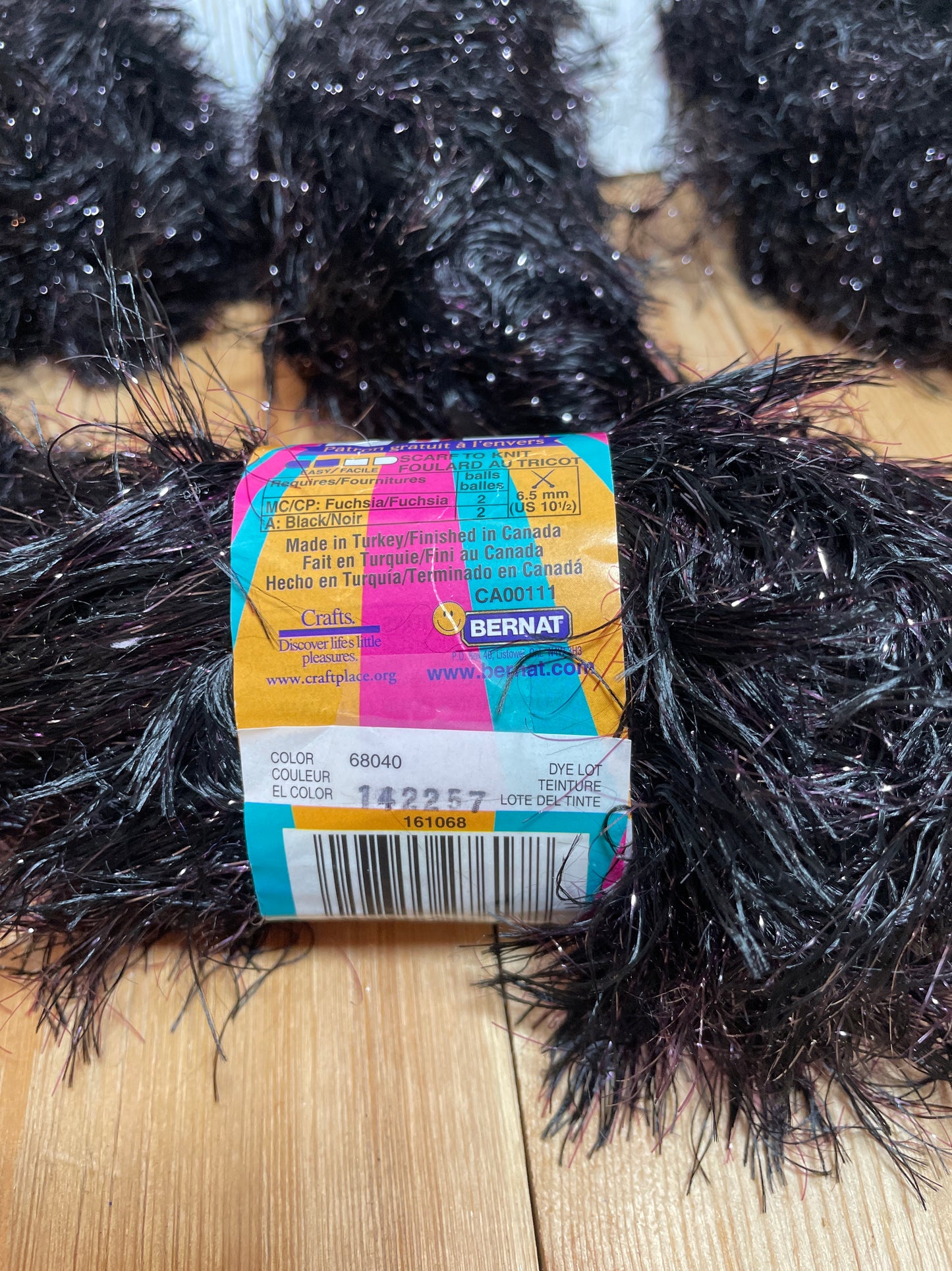 Bernat Disco Glad Its Night purple black fashion yarn 4 Skein Bundle