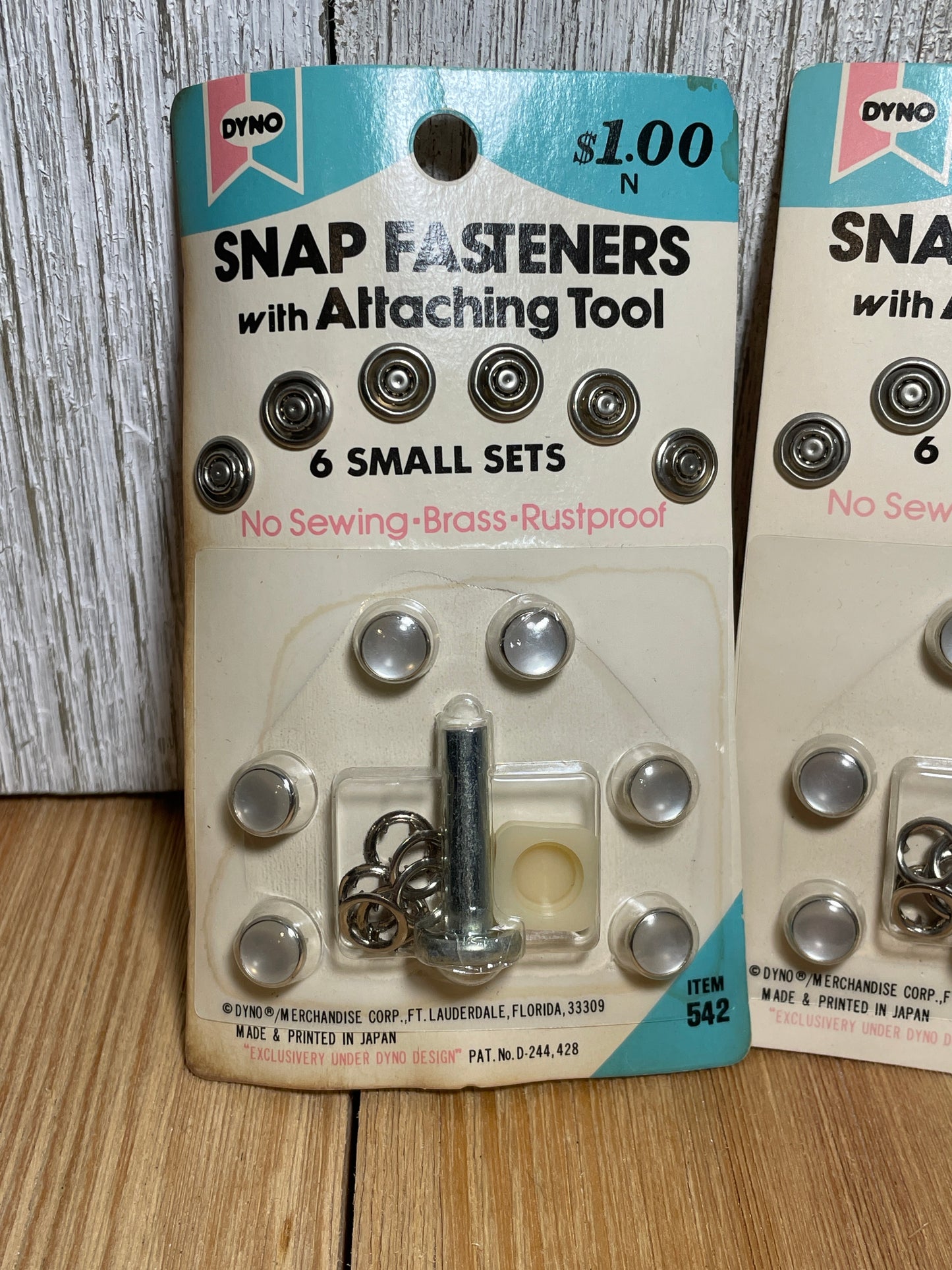 NOS Dyno Vintage Snap Fasteners with Attaching Tool Complete Set Bundle of 2