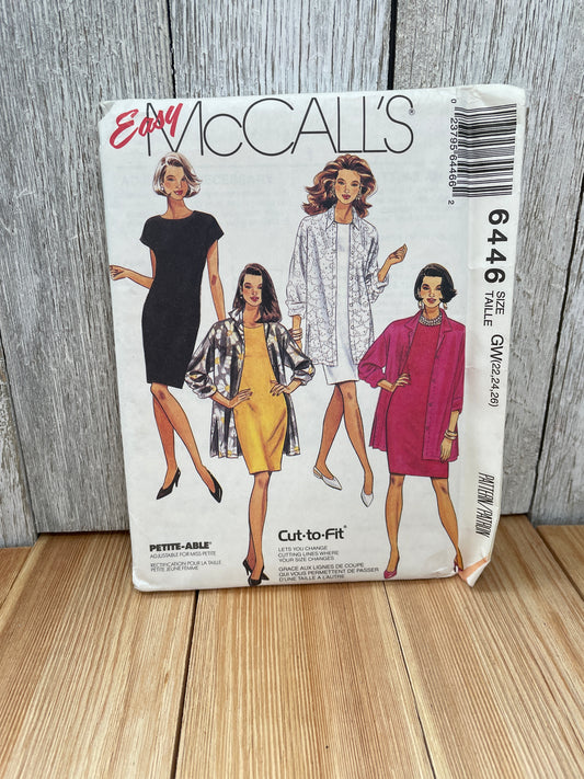 McCall's 6446 Misses Dress and Jacket Plus Size 22-26 Uncut FF Sewing Pattern