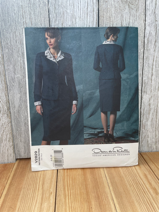 Vogue V2829 Misses Petite Business Two-Piece Suit Jacket and Skirt Size 6-10 Pattern Uncut FF