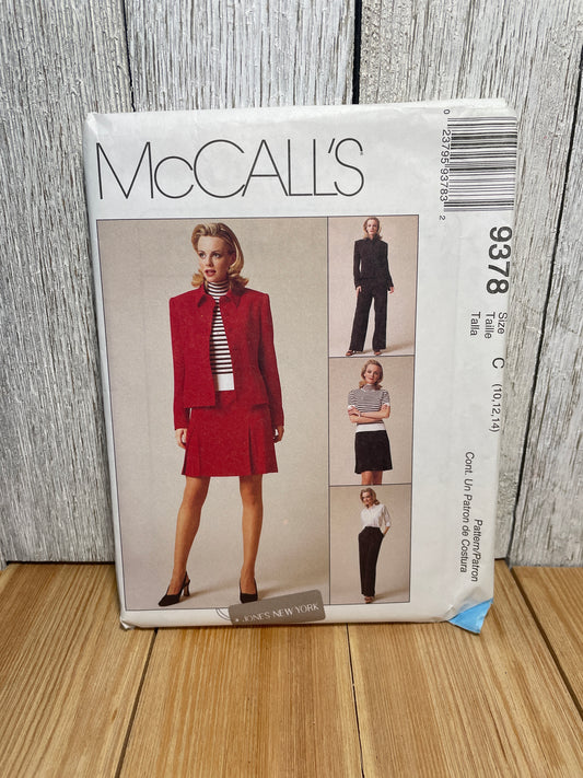 McCall's 9378 Misses Career Jacket, Pants, Skirt, Blouse Size 10-14 Uncut FF Sewing Pattern