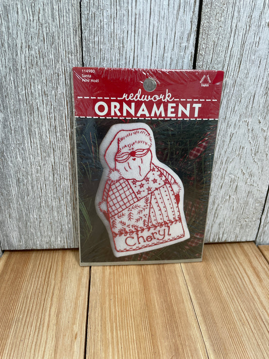 Leisure Arts Redwork Ornament Santa #114980 Embroidery Kit NEW UNOPEN Christmas