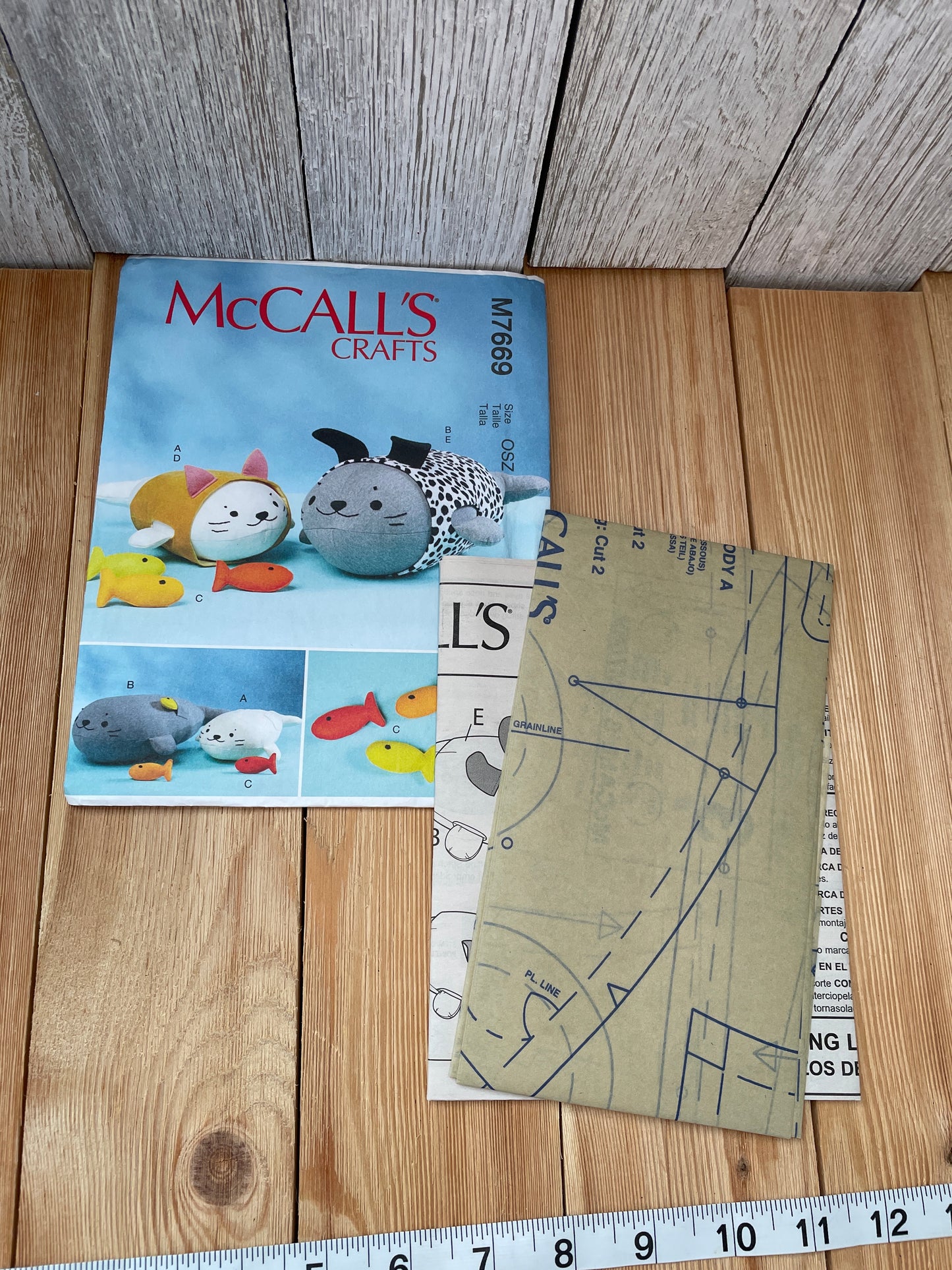 McCall's M7669 Plush Walrus Seal and Fish Craft Soft Toy Uncut FF Sewing Pattern