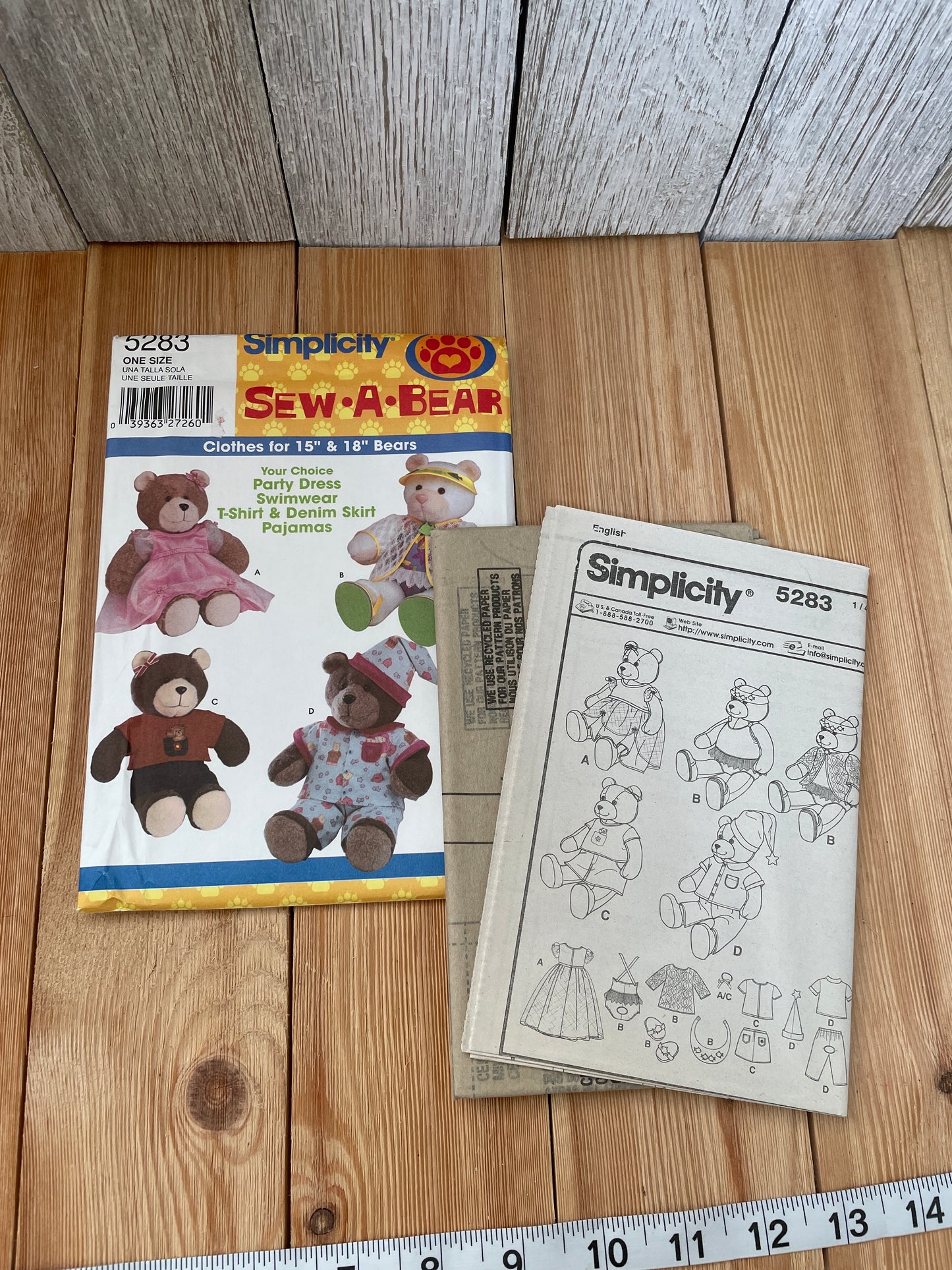Simplicity Sew a Bear Build a Bear Clothes Pattern UNCUT FF