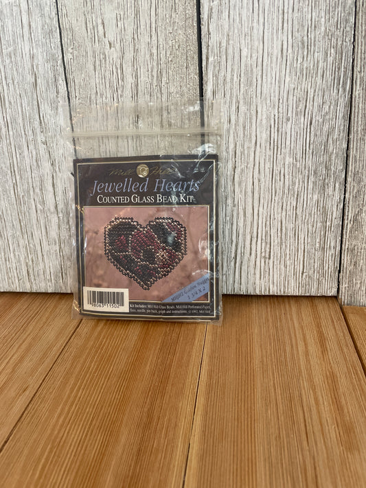 Mill Hill Jeweled Hearts Counted Glass Bead Kit Started Abandoned Project MHJH2 Golden Nugget
