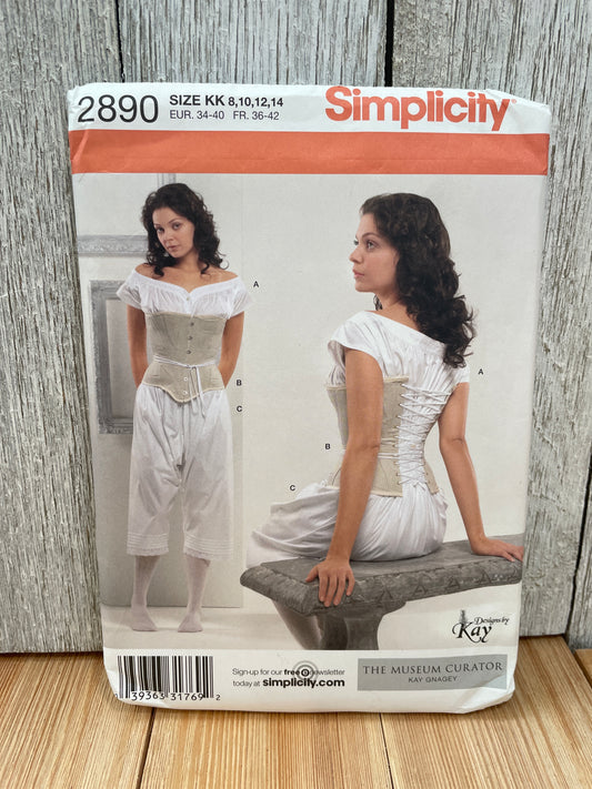 Simplicity 2890 Drawers, Chemise, and Corset Costume Pattern Size 8-14 UNCUT FF Halloween