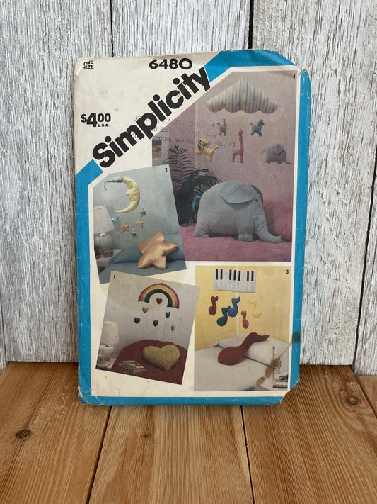 Simplicity 6480 Baby Mobiles and Pillows Rainbow Moon Pattern UNCUT FF