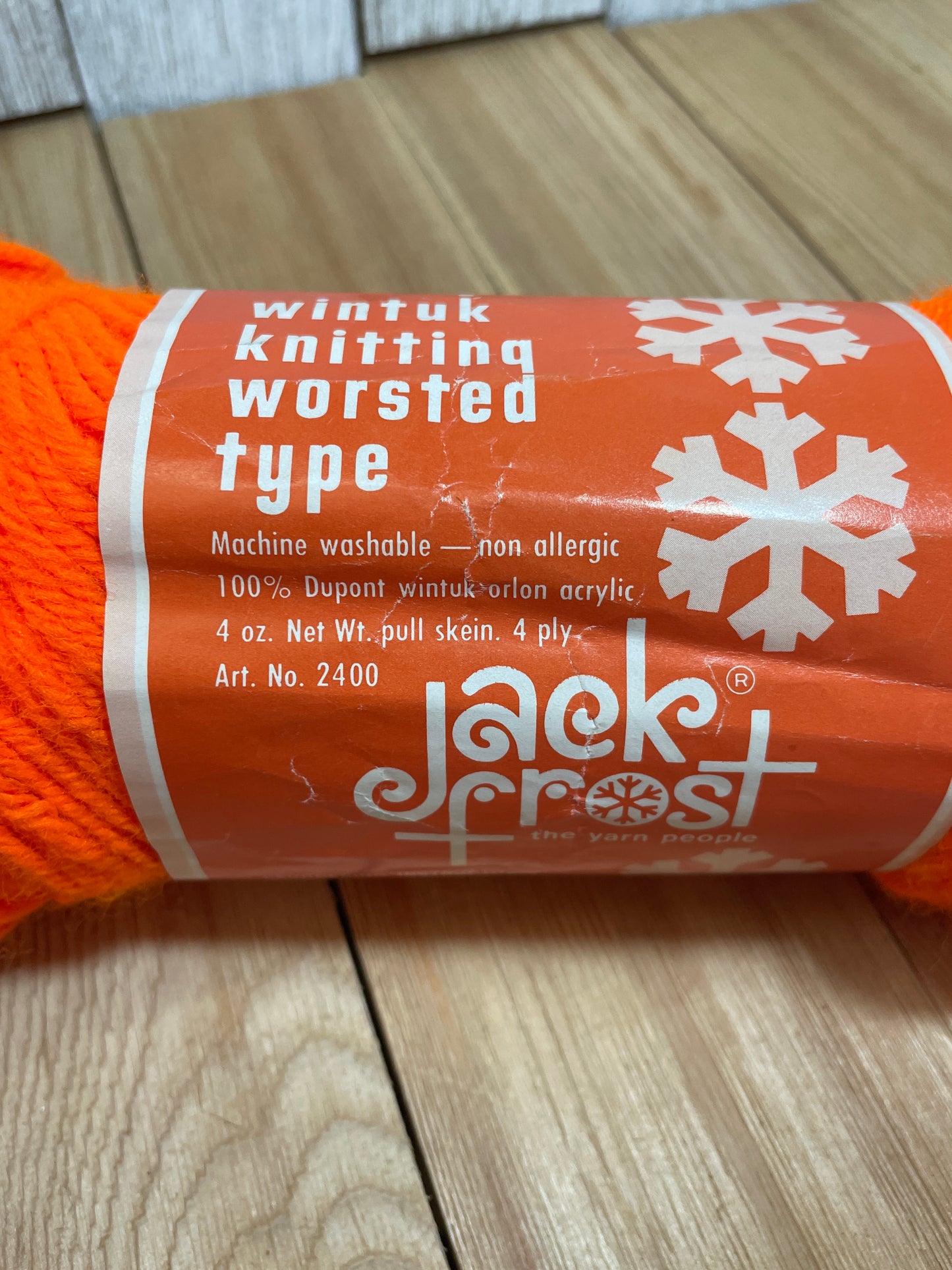 Vintage Jack Frost Acrylic Yarn Rad Tangerine Full Skein Worsted Weight