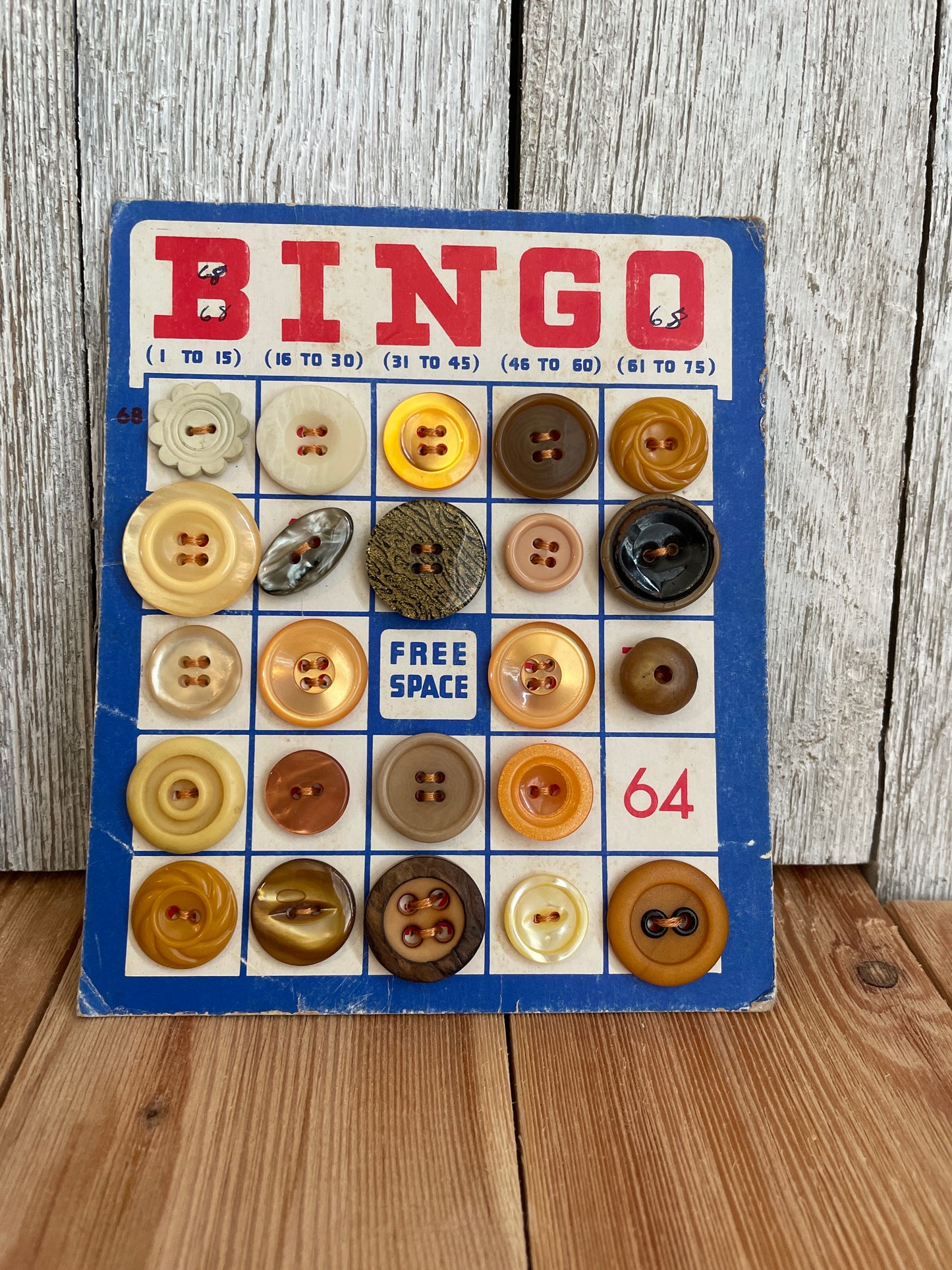 Vintage Button Lot on Bingo Card U PICK Antique quirky cute