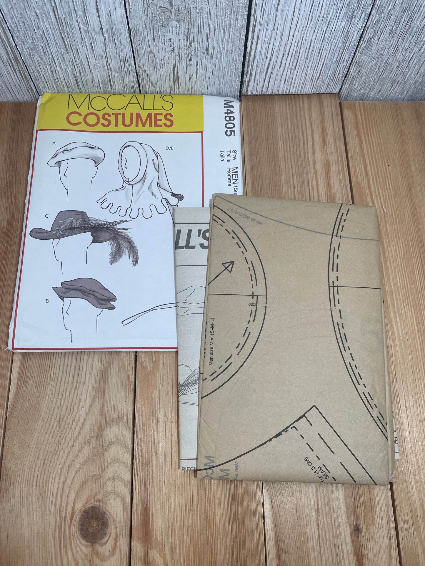 McCall's M4805 Men's Medieval Renaissance Hats Pattern Costume Size 22.5"-23.5" UNCUT FF Halloween