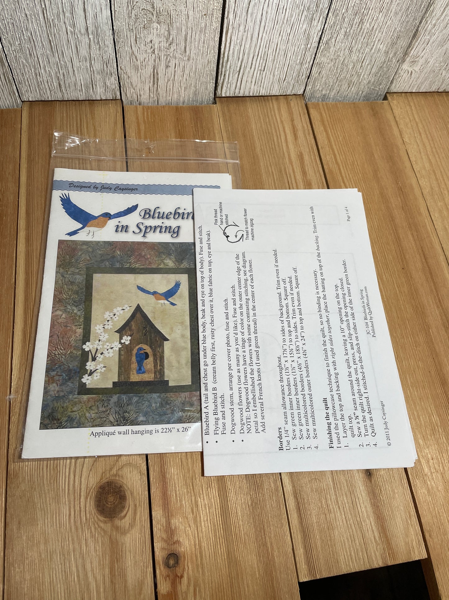 Blue Birds in Spring Applique Wall Hanging by Judy Caysinger Pattern JC-104
