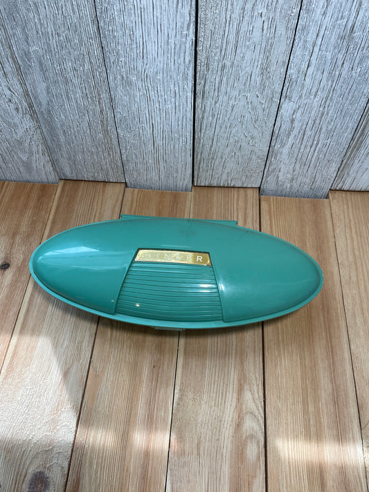 Vintage Singer Green Buttonholer “Jetson” Atomic Style Case and Instructions Included