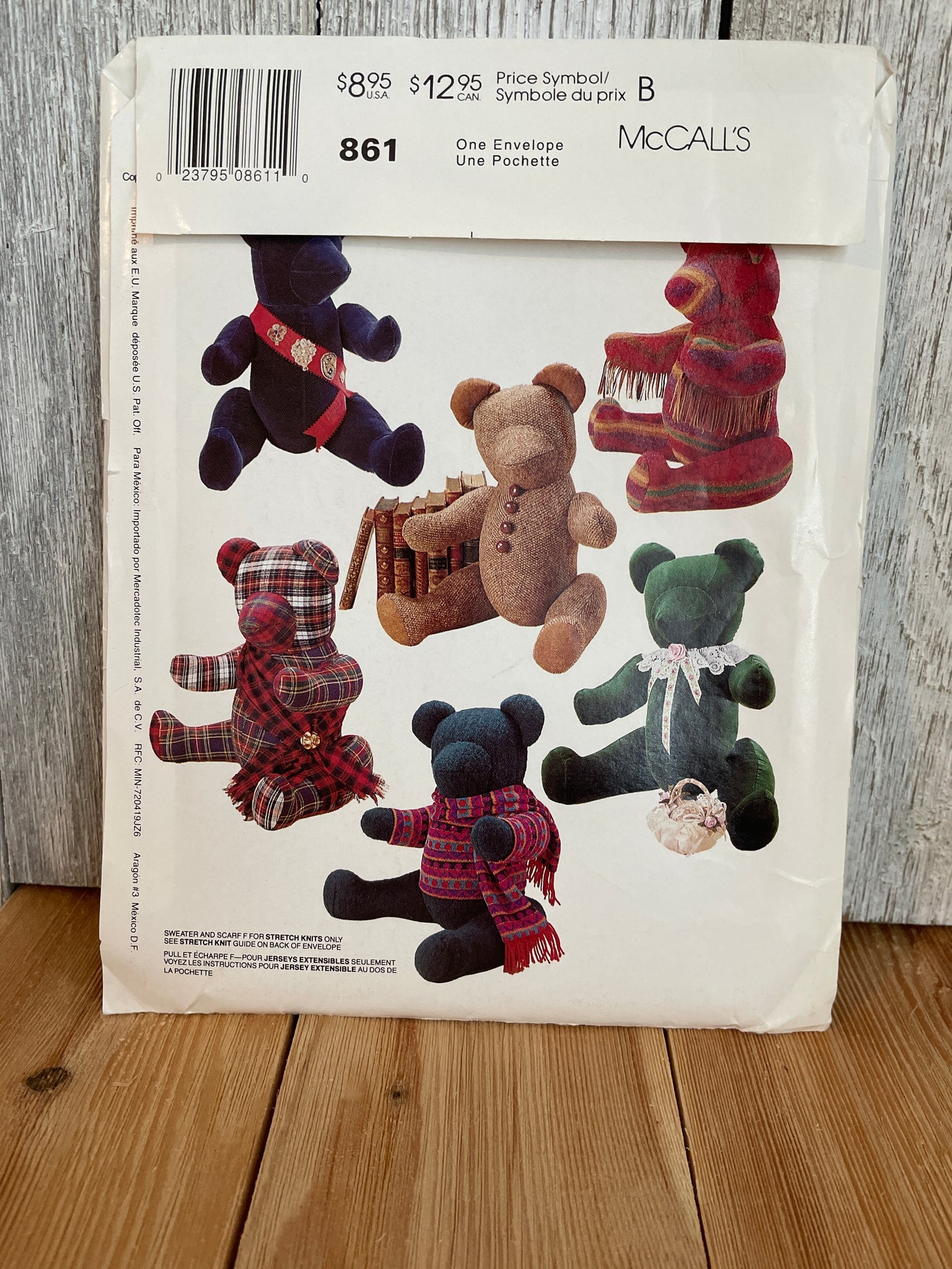 Mccalls Crafts 861 It's a Small World 15" Tall Bear Stuffed Animal Pattern UNCUT FF