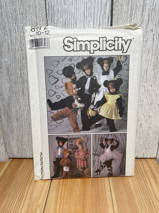 Simplicity 8272 Boys and Girls Clothes Bear Costume Size 10-12 Halloween Uncut FF