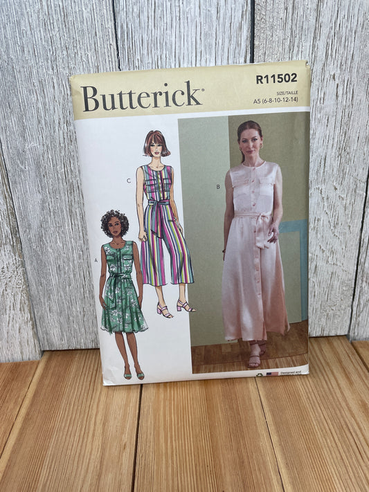 Butterick R11502 Misses Dress Jumpsuit Size 6-14 16-24 Uncut FF Sewing Pattern