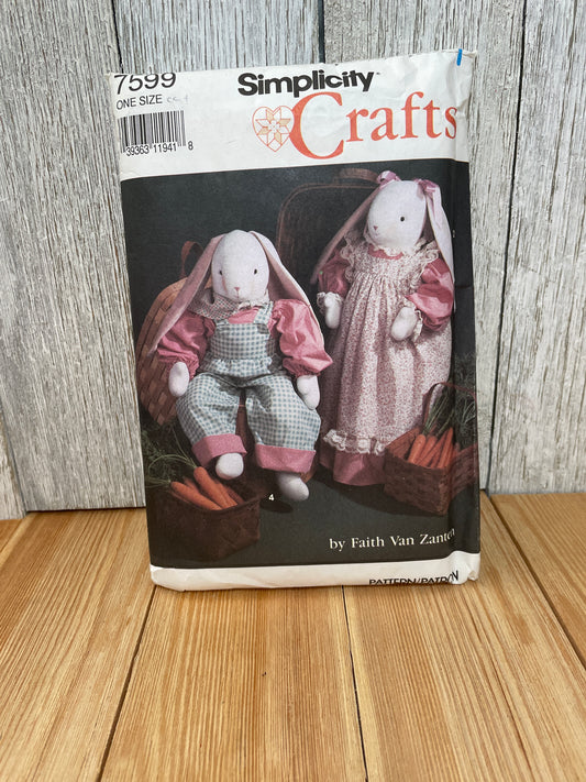 Simplicity Crafts 7599 Faith Van Zanten 28" Stuffed Bunny and Wardrobe Pattern Complete
