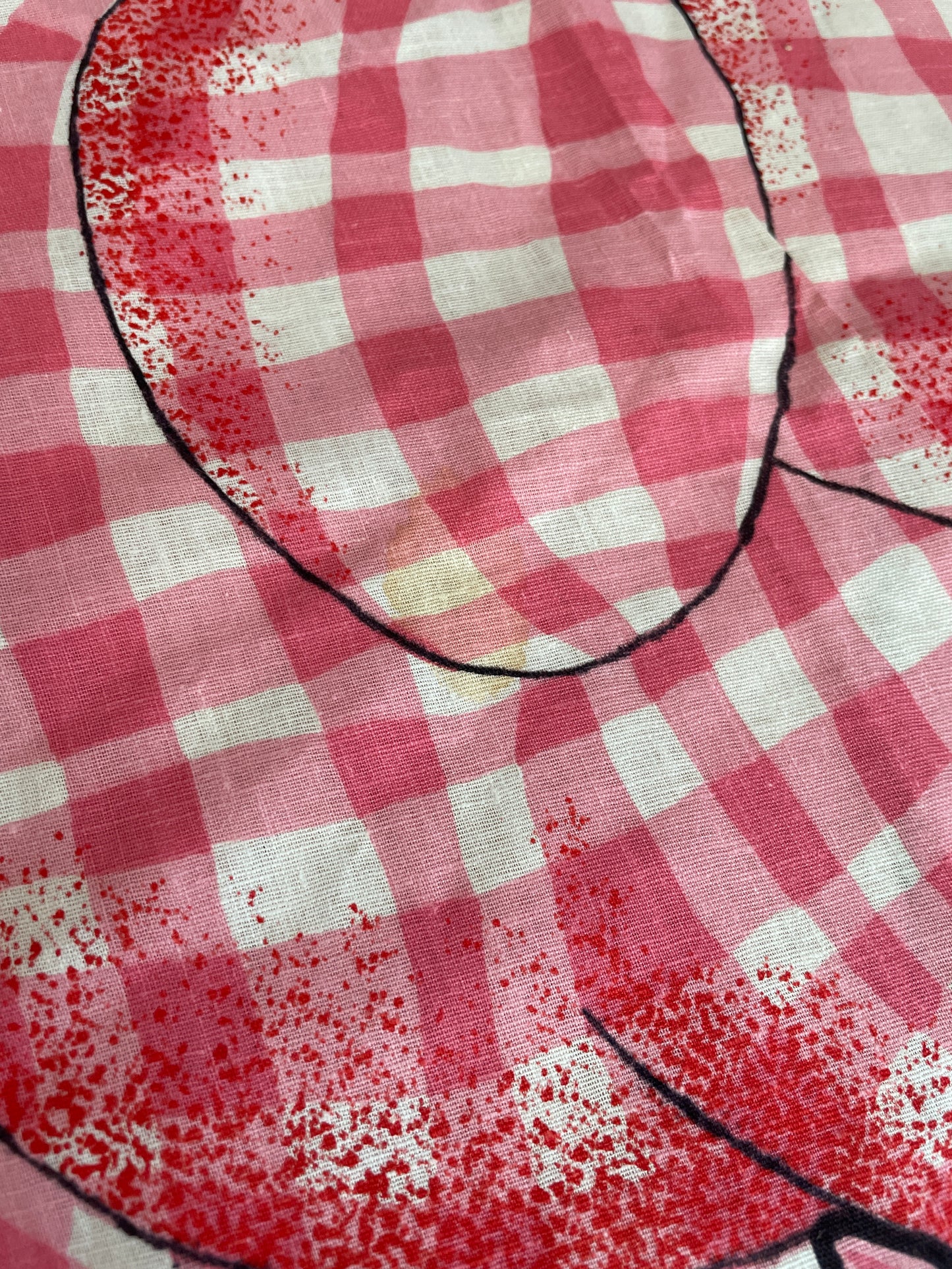 1960's Pink Gingham Circus Elephant Panel for Doll Vintage Stuffed Animal Cut but Complete