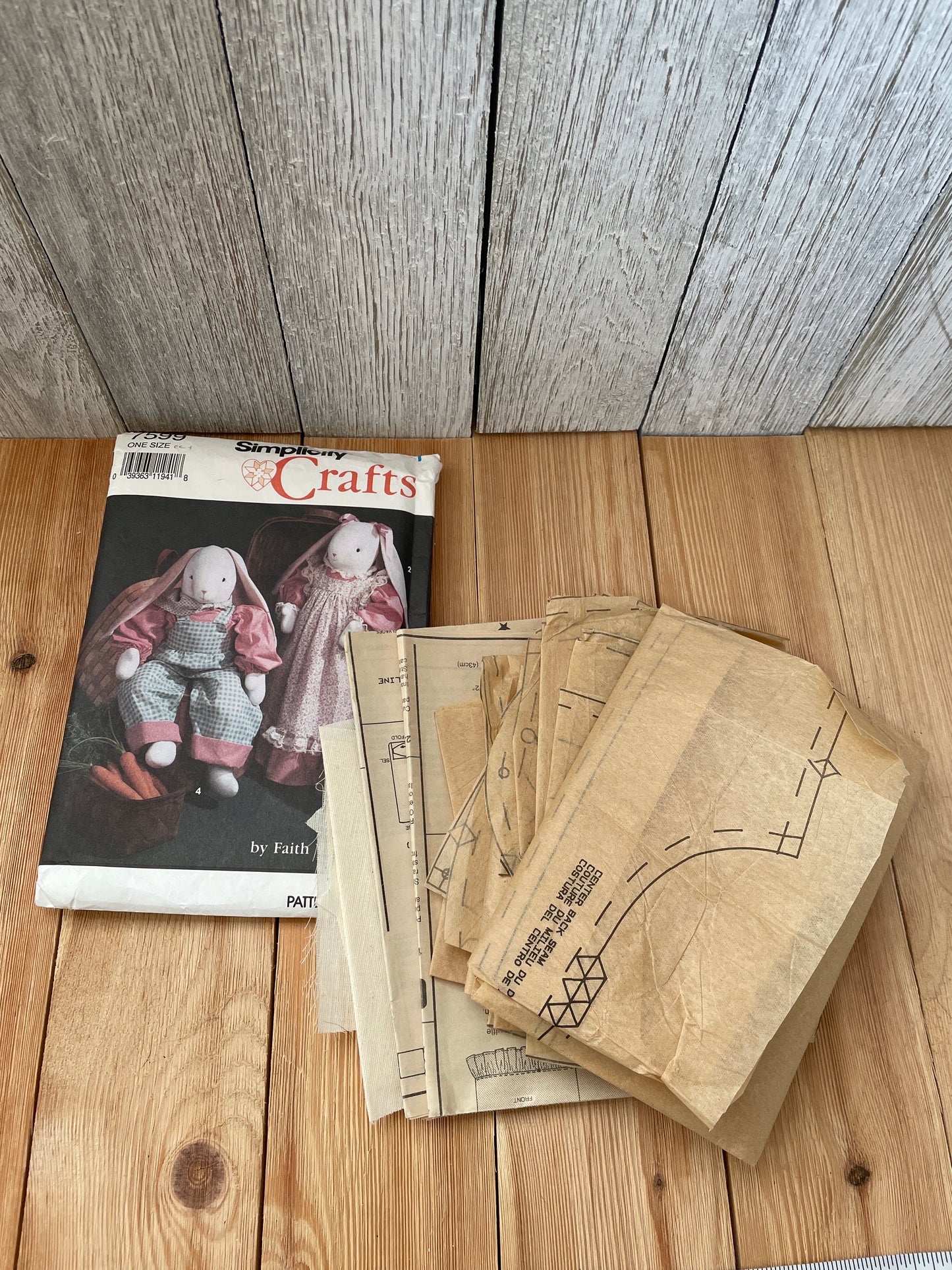 Simplicity Crafts 7599 Faith Van Zanten 28" Stuffed Bunny and Wardrobe Pattern Complete