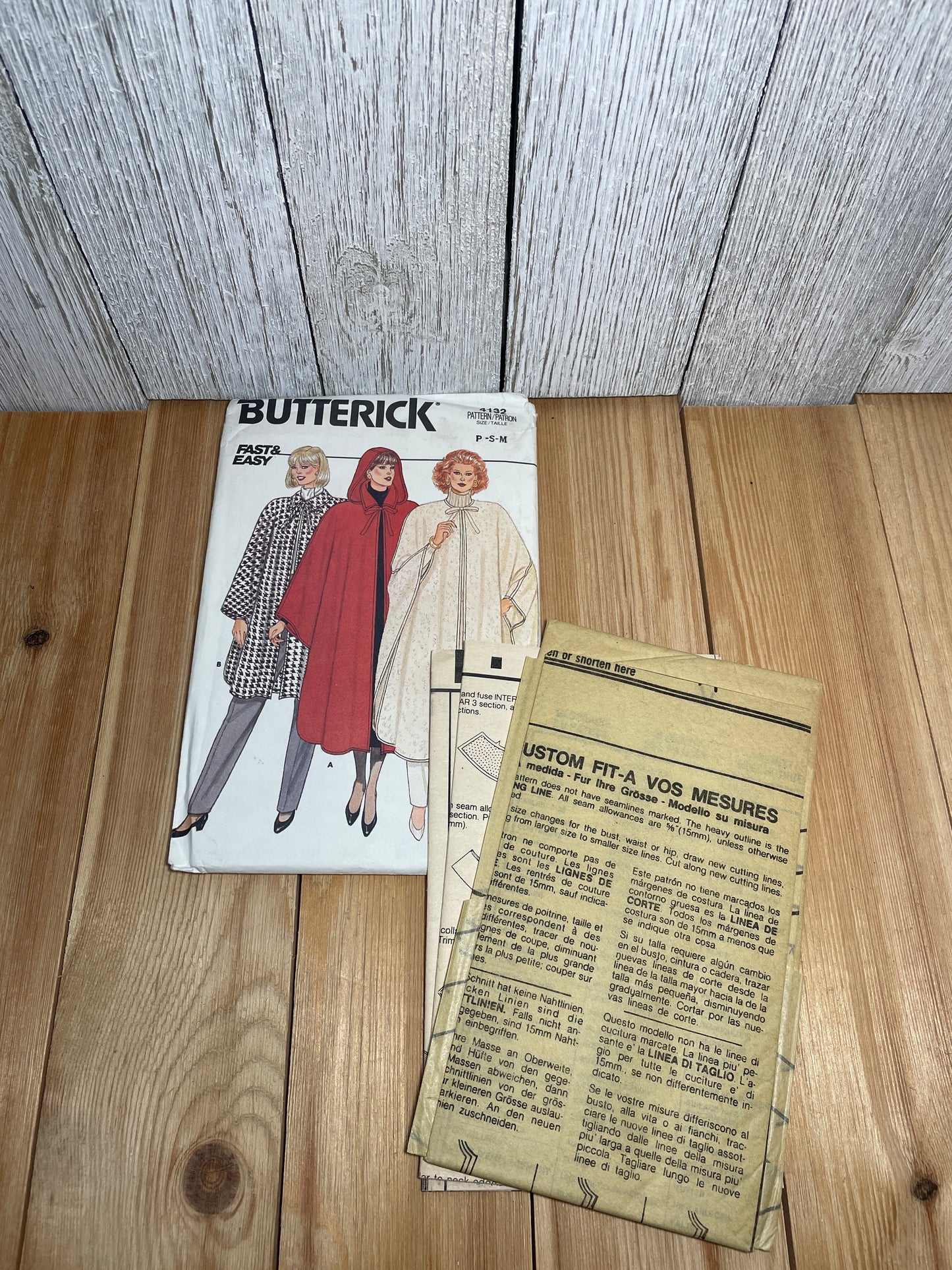 Butterick 4132 Misses Dramatic Evening Cape with Front Tie and Hood Pattern P-M UNCUT FF