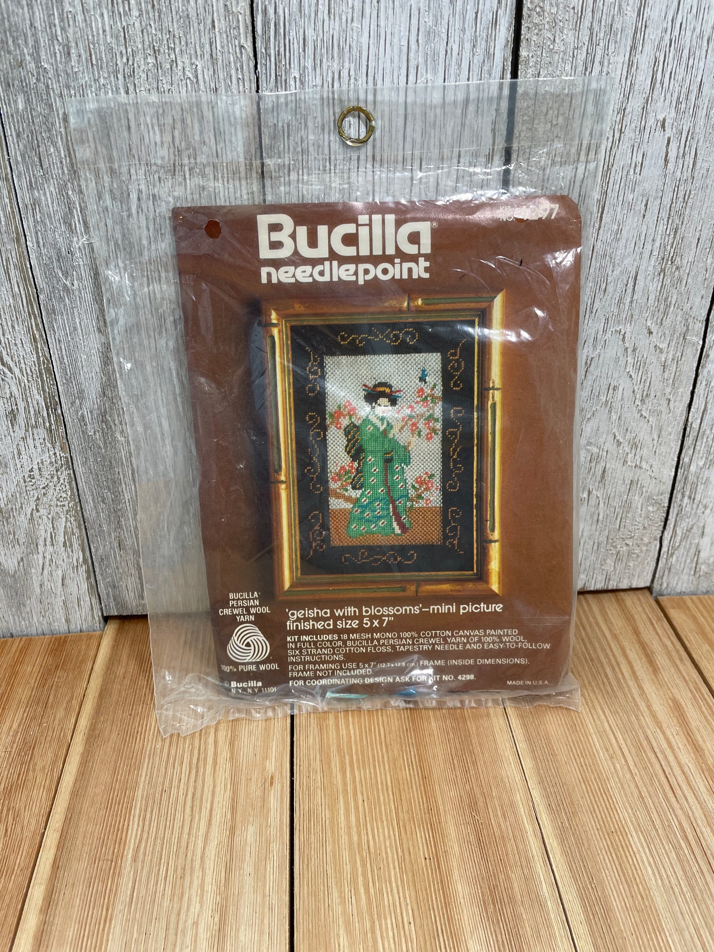 Bucilla Needlepoint Geisha with Blossoms #4297 Crewel Embroidery Kit NEW UNOPEN
