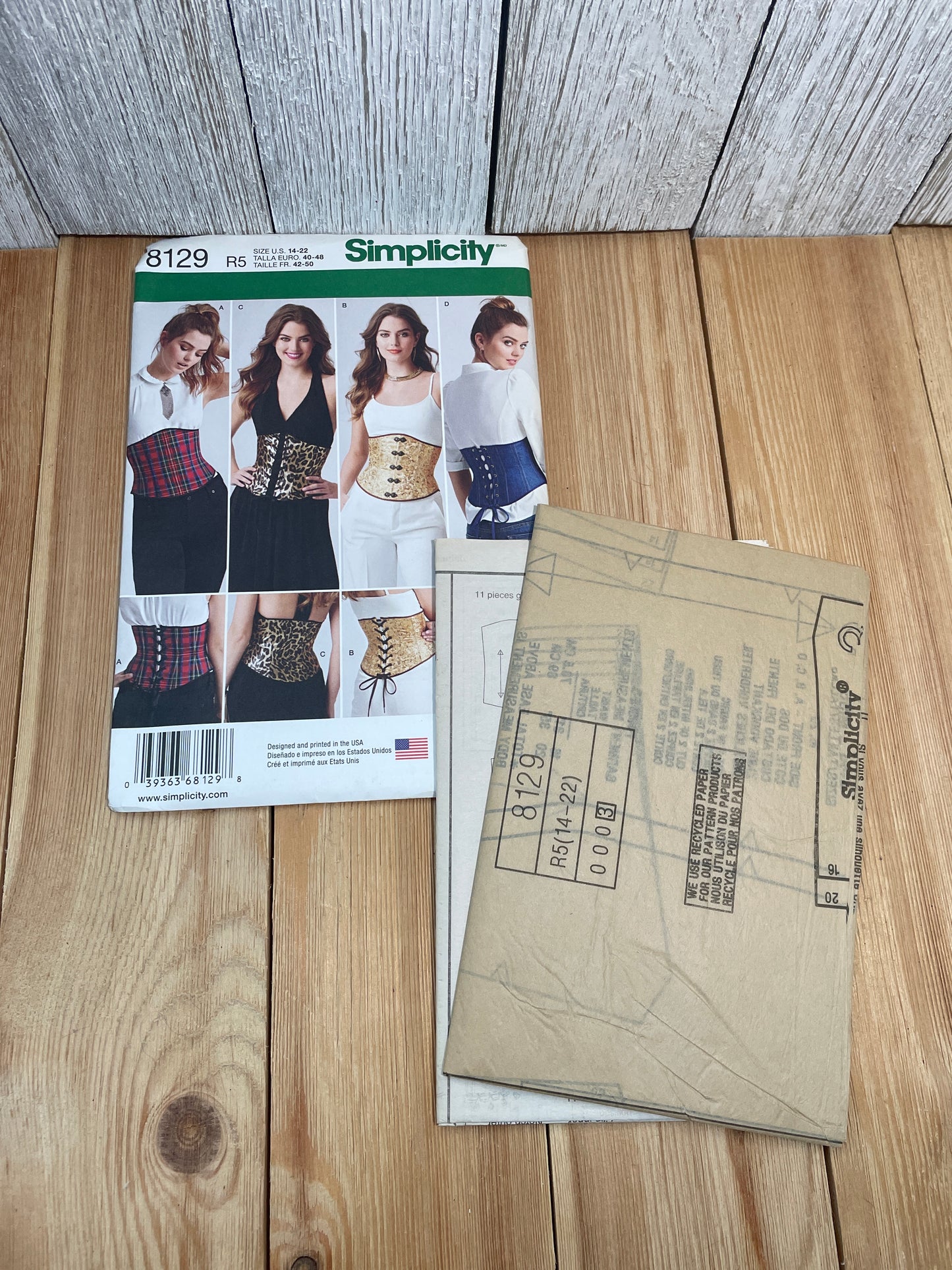Simplicity 8129 Easy Corset Costume Pattern Size 14-22 Uncut FF Halloween