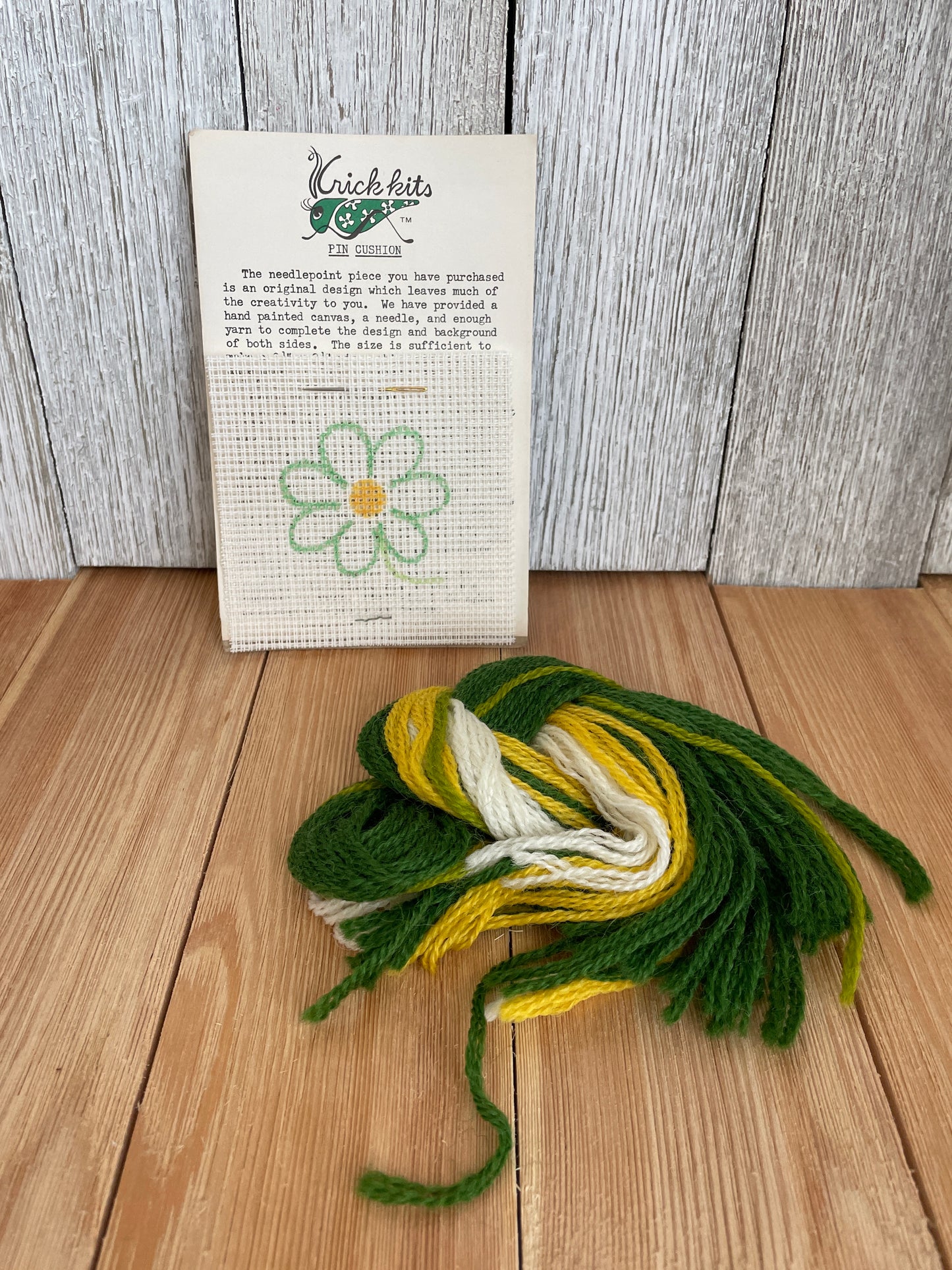 Vintage 1968 Krick Kits Crewel Embroidery PinCushion Flower Kit NEW