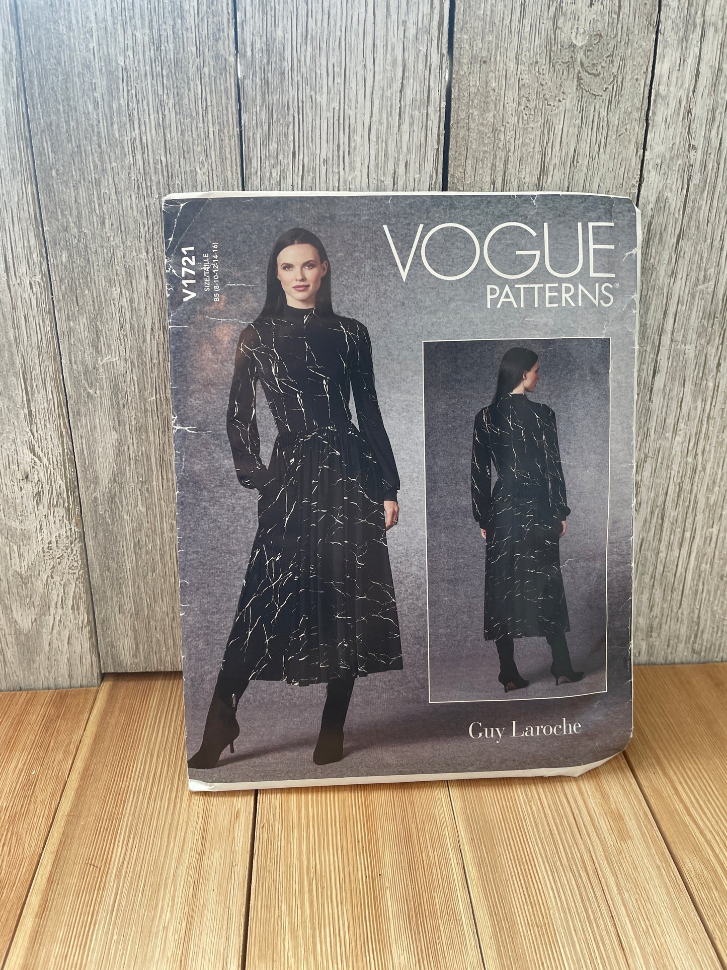 Vogue V1721 GUY LAROCHE Misses Long Sleeve Dress Size 8-16 Uncut FF Sewing Pattern